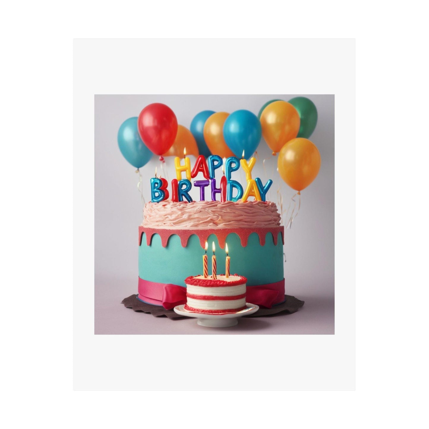 Colorful Birthday Cake Poster: Festive Party Decor