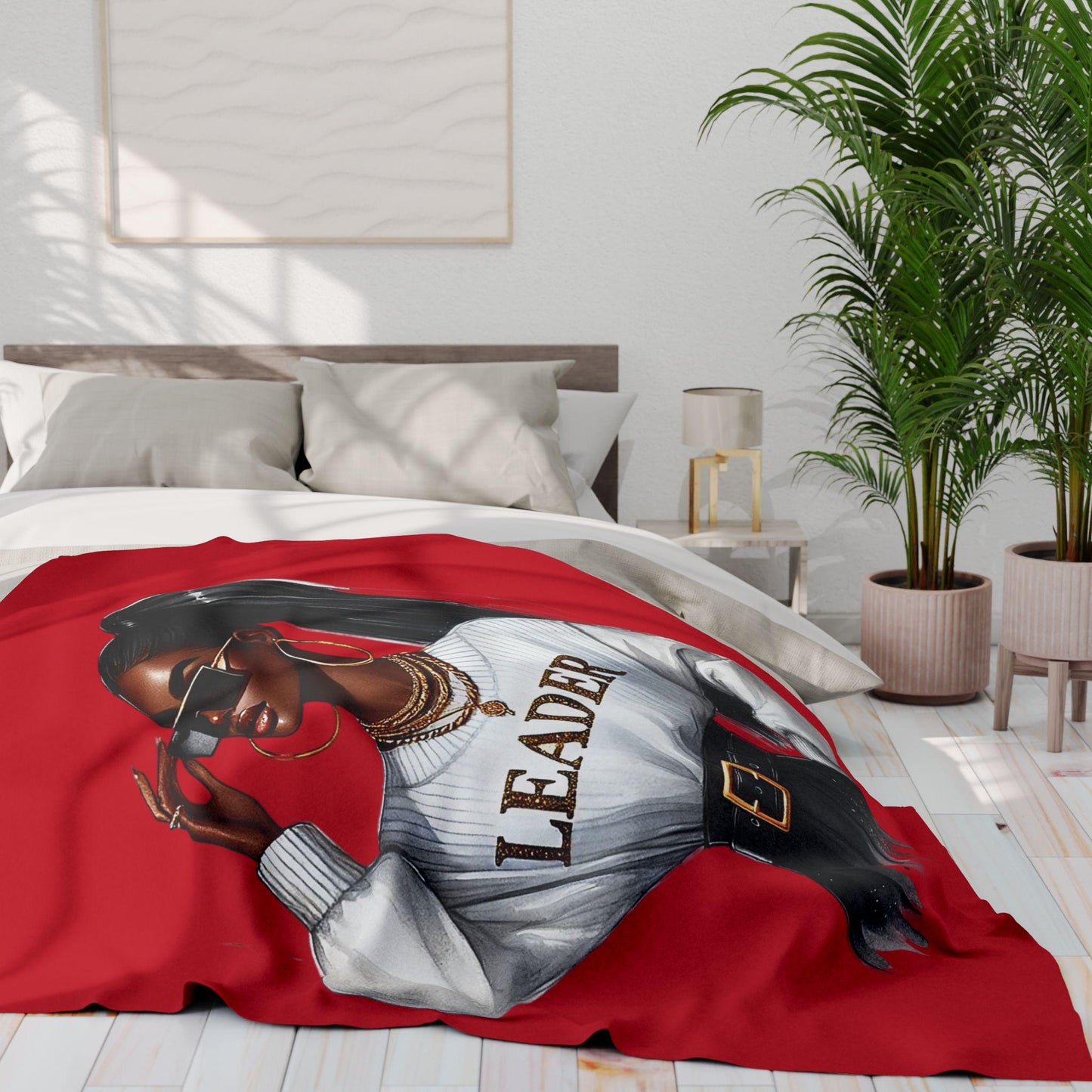 Chic Leader Arctic Fleece Blanket, Cozy Throw for Home Decor, Gift for Her, Inspirational Wall Accent, Fashionable Warm Comfort