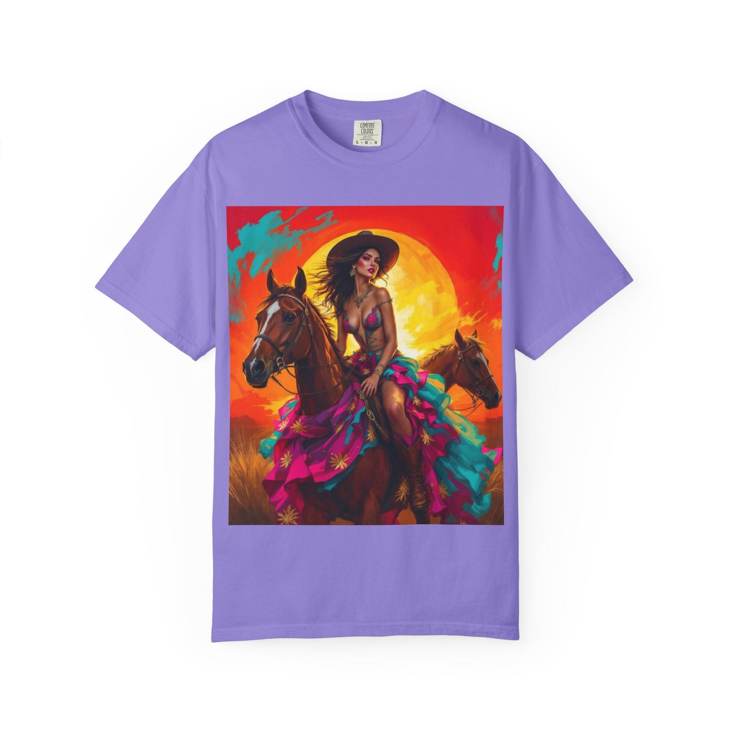 Cowgirl Sunset T-Shirt — Vibrant Western Horse Art Tee