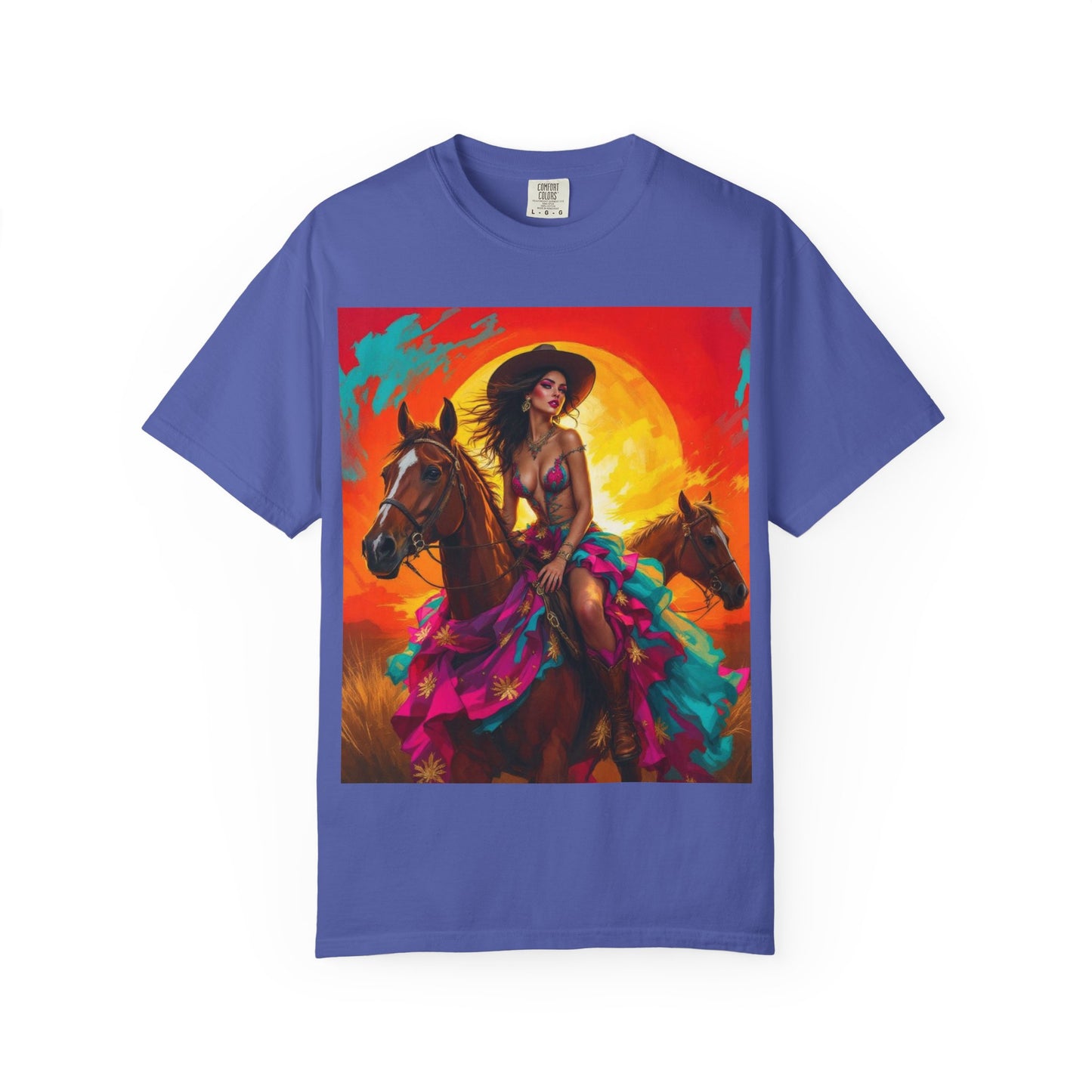 Cowgirl Sunset T-Shirt — Vibrant Western Horse Art Tee