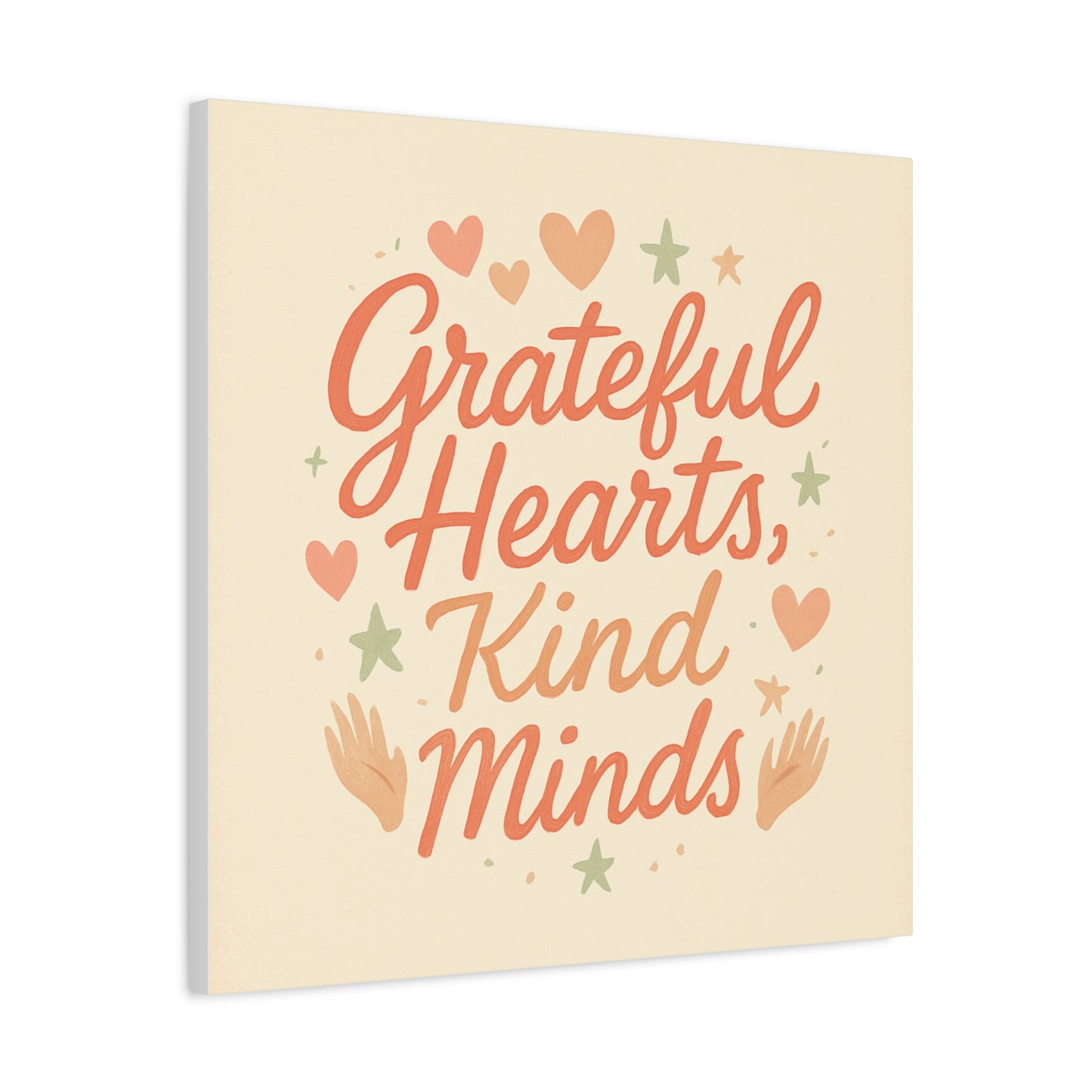 Grateful Hearts Kind Minds Canvas Wall Art — Inspirational Quote Matte Canvas
