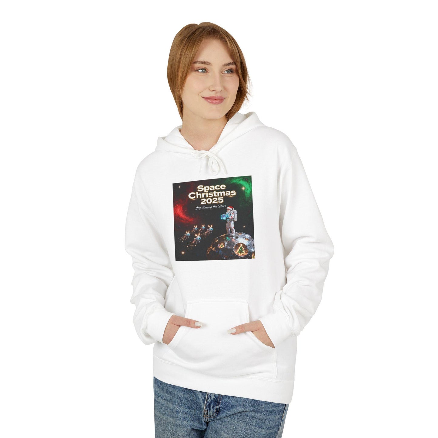 Cosmic Christmas Hoodie, Unisex Fleece Sweatshirt for Holiday Cheer, Ideal Gift for Christmas, Winter Wear, Cozy Style