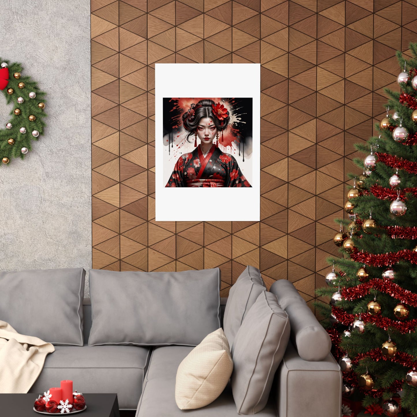 Geisha Noir Matte Poster — Japanese Female Portrait Wall Art