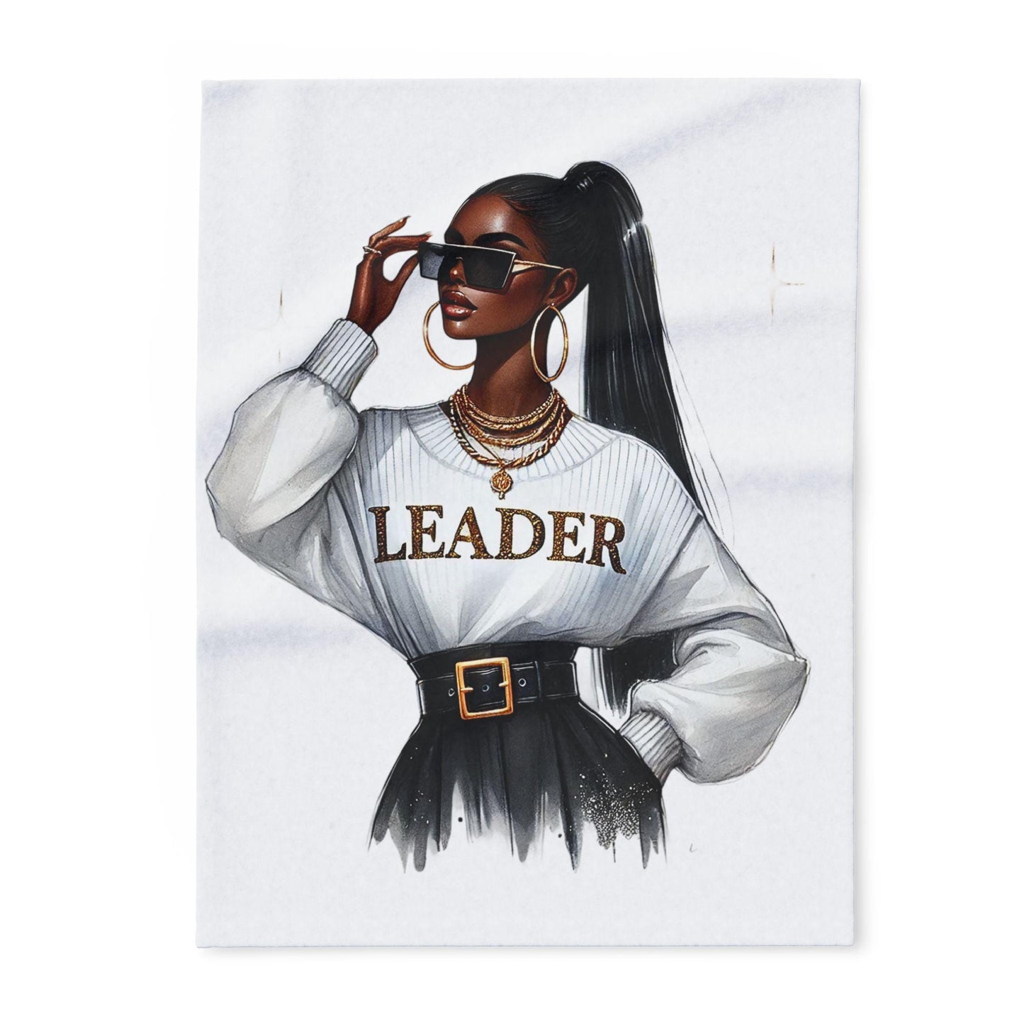 Chic Leader Arctic Fleece Blanket, Cozy Throw for Home Decor, Gift for Her, Inspirational Wall Accent, Fashionable Warm Comfort