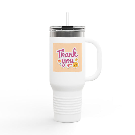 Thank You Insulated Travel Mug: Stainless Steel 40oz Coffee Tumbler
