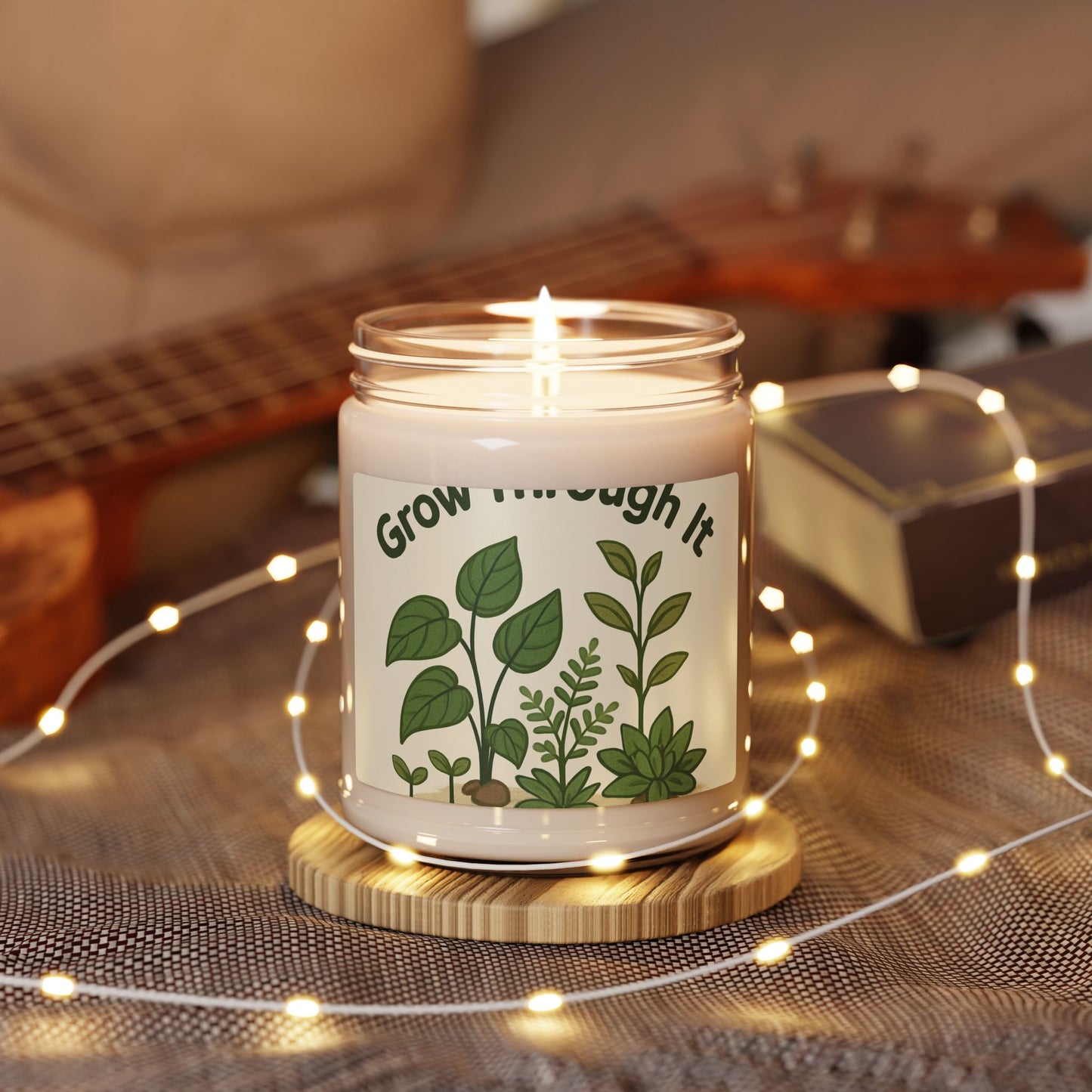 Grow Through It Soy Candle — 9oz Scented Jar (Botanical, Self-Care Gift)