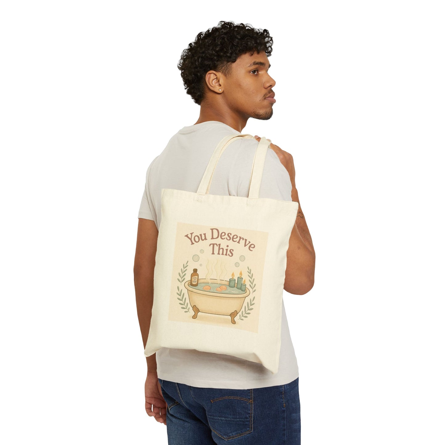 Tote Bag — "You Deserve This" Bathtub Self-Care Canvas Tote