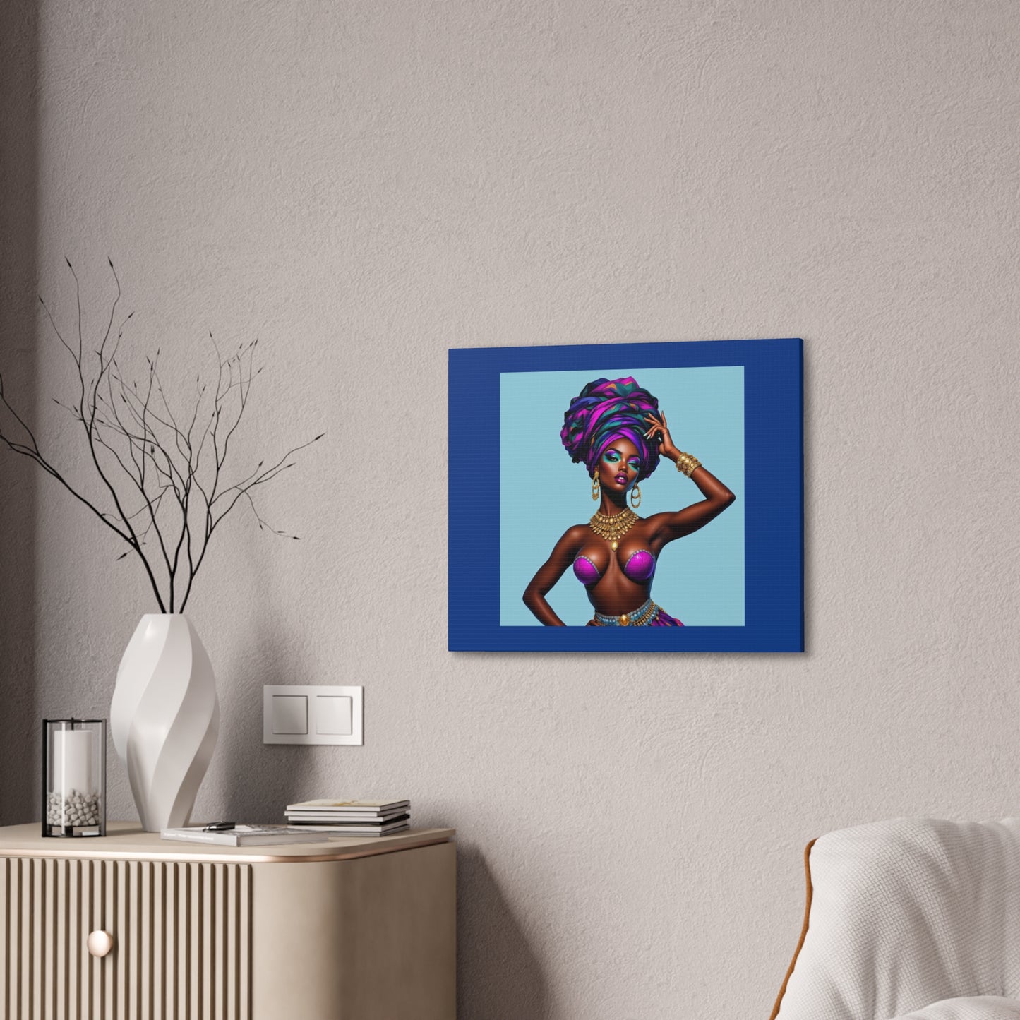 Afro Goddess Canvas Print — Vibrant Headwrap Wall Art