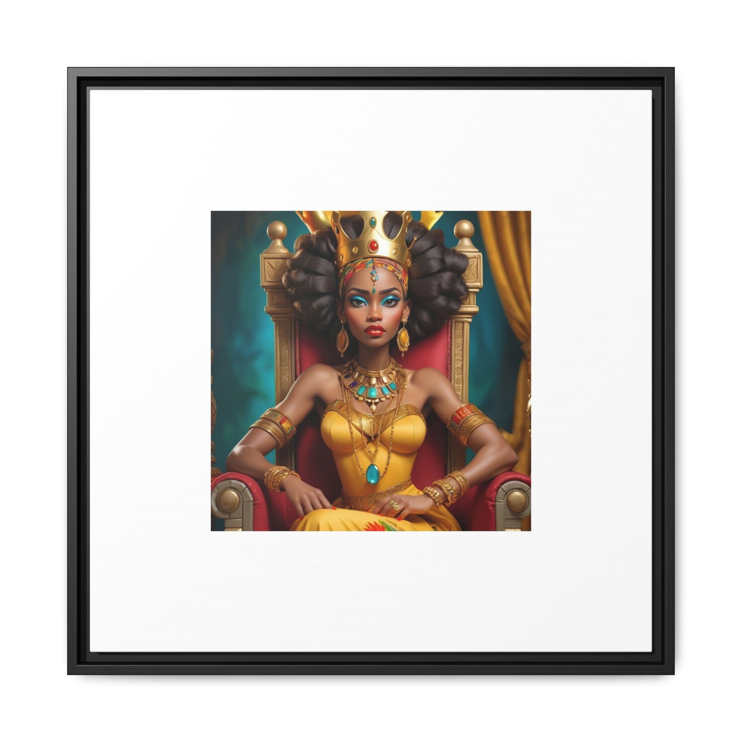 Framed Matte Canvas Art — Regal African Queen Portrait