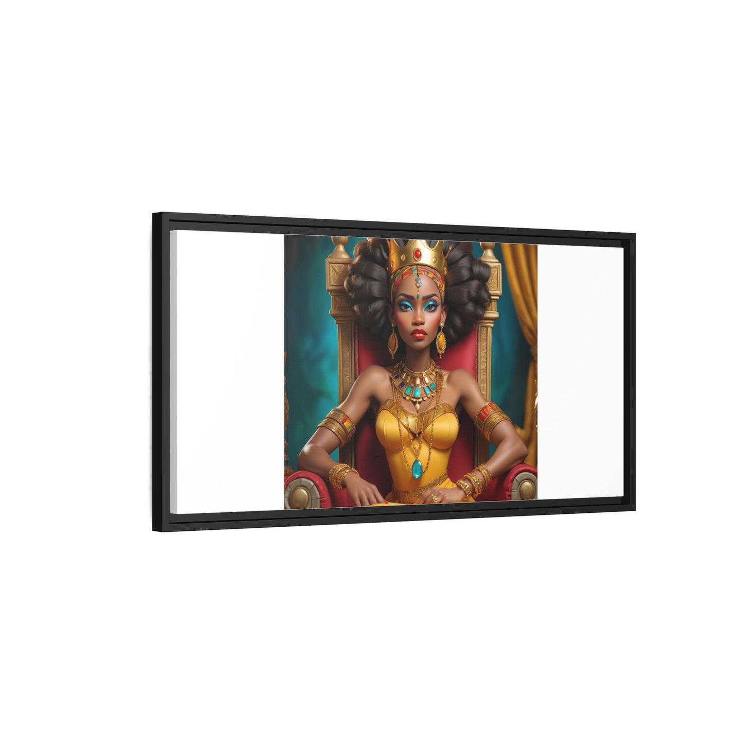 Framed Matte Canvas Art — Regal African Queen Portrait