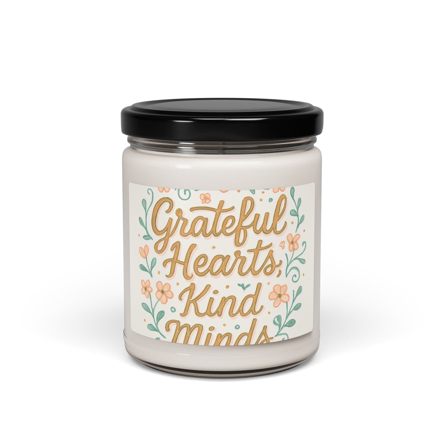 Grateful Hearts Scented Soy Candle – 9oz Inspirational Floral Jar Candle
