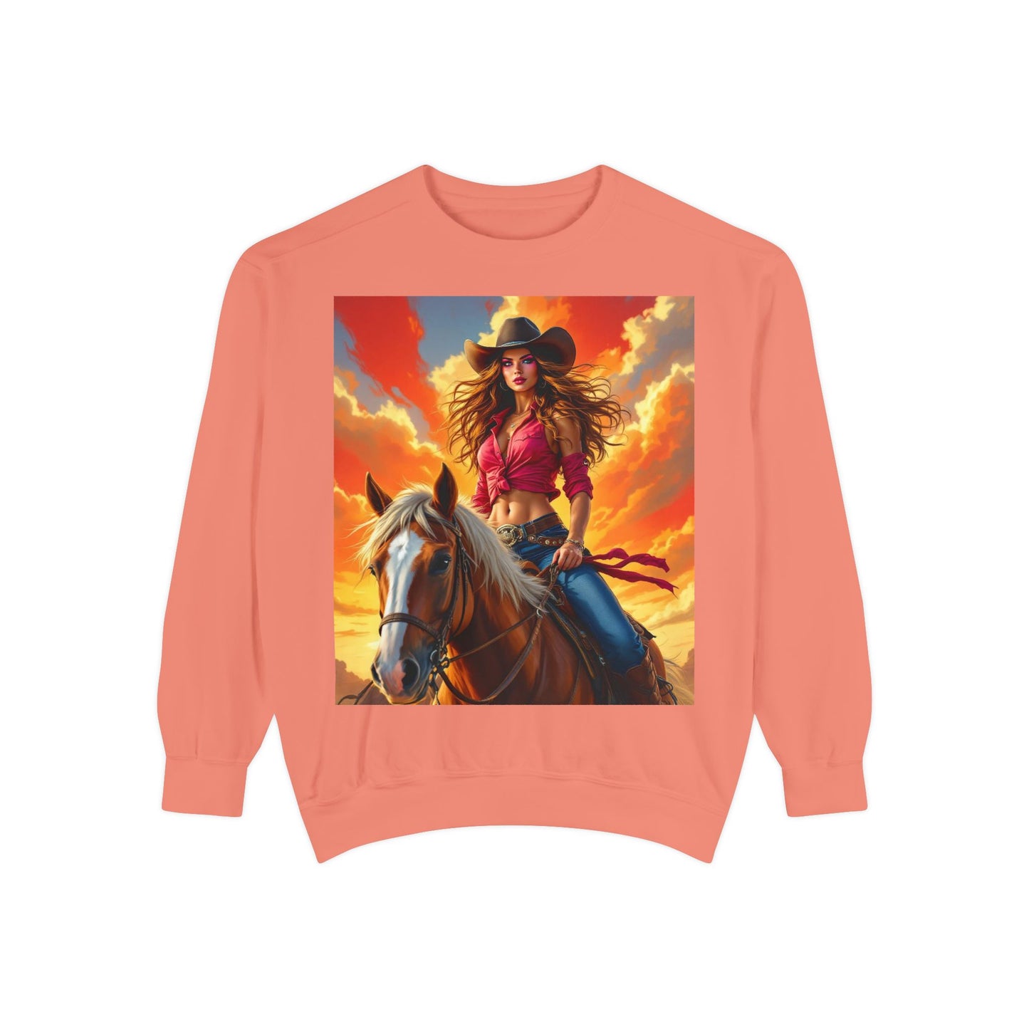 Cowgirl Sunset Sweatshirt — Horse Riding Graphic Crewneck