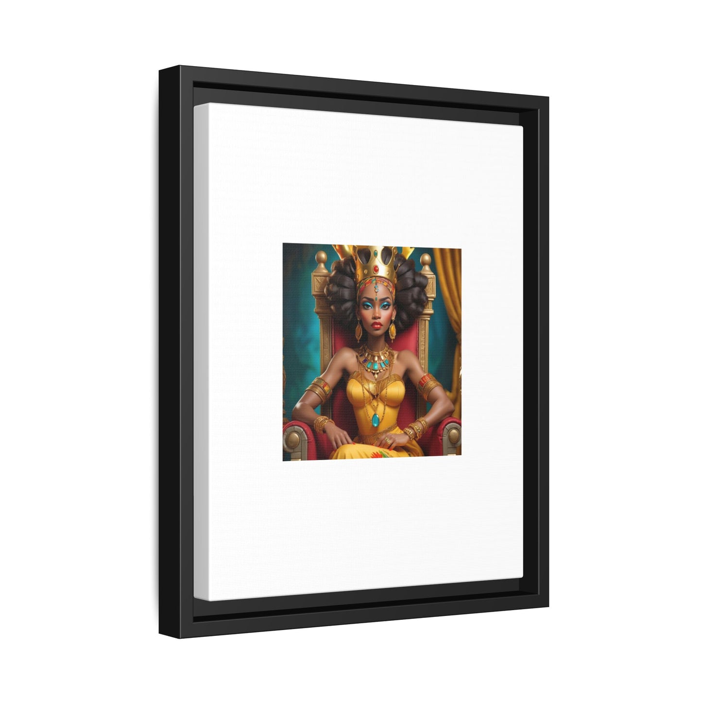 Framed Matte Canvas Art — Regal African Queen Portrait