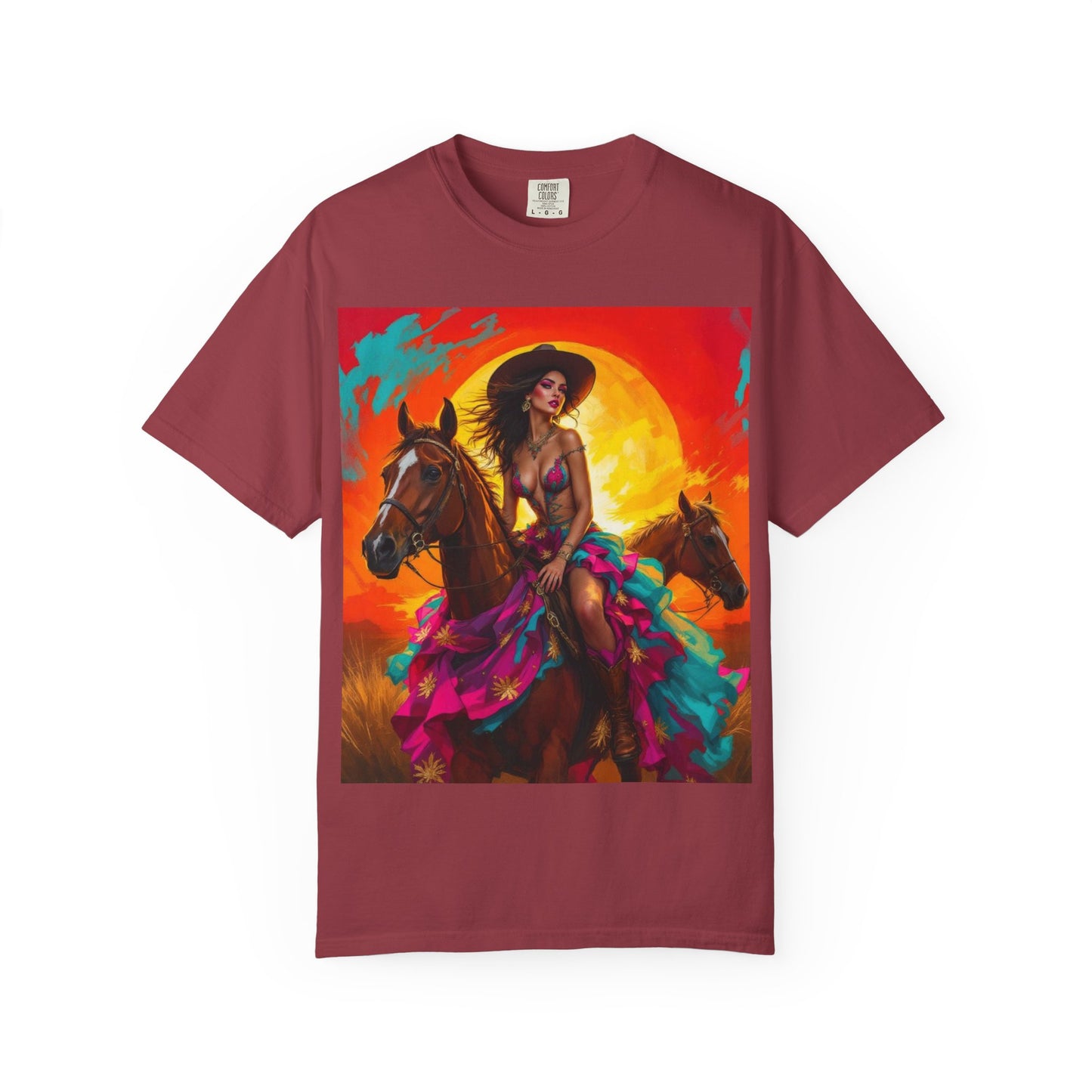 Cowgirl Sunset T-Shirt — Vibrant Western Horse Art Tee