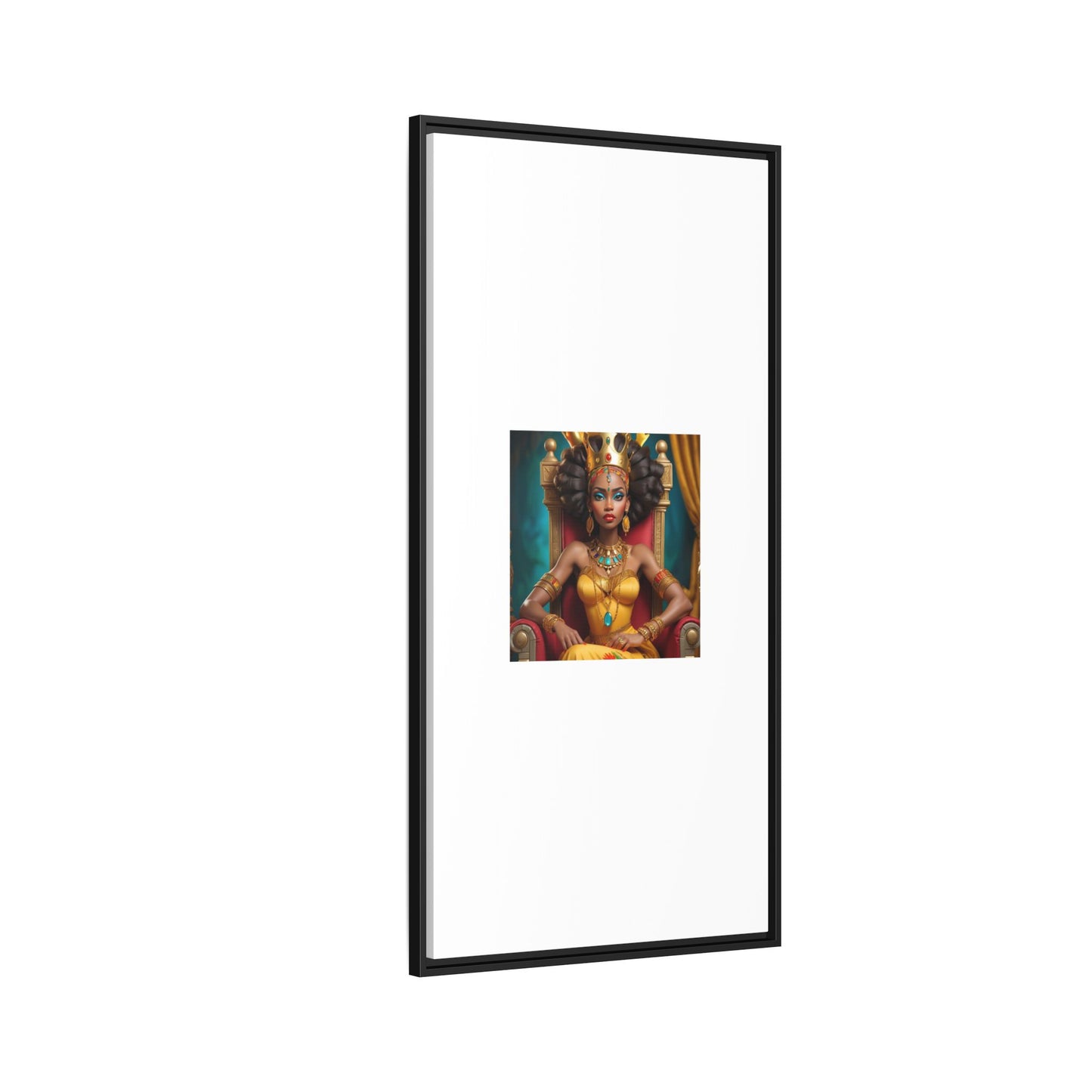 Framed Matte Canvas Art — Regal African Queen Portrait