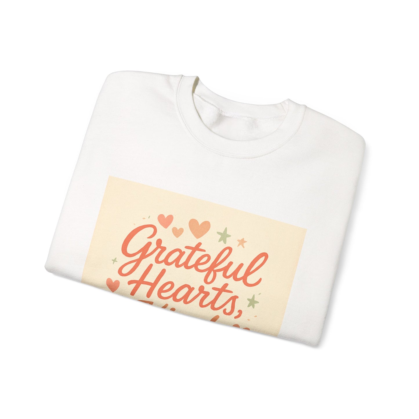 Crewneck Sweatshirt — "Grateful Hearts, Kind Minds" Inspirational Graphic