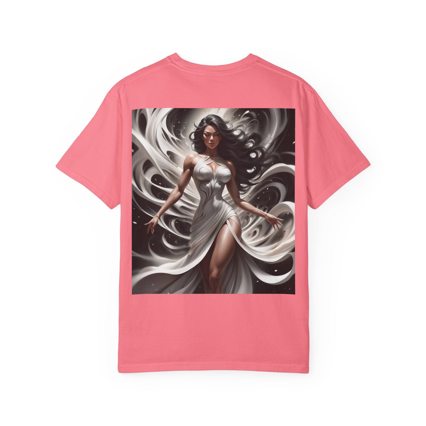 Goddess Art T-Shirt — Elegant White-Draped Fantasy Woman Print