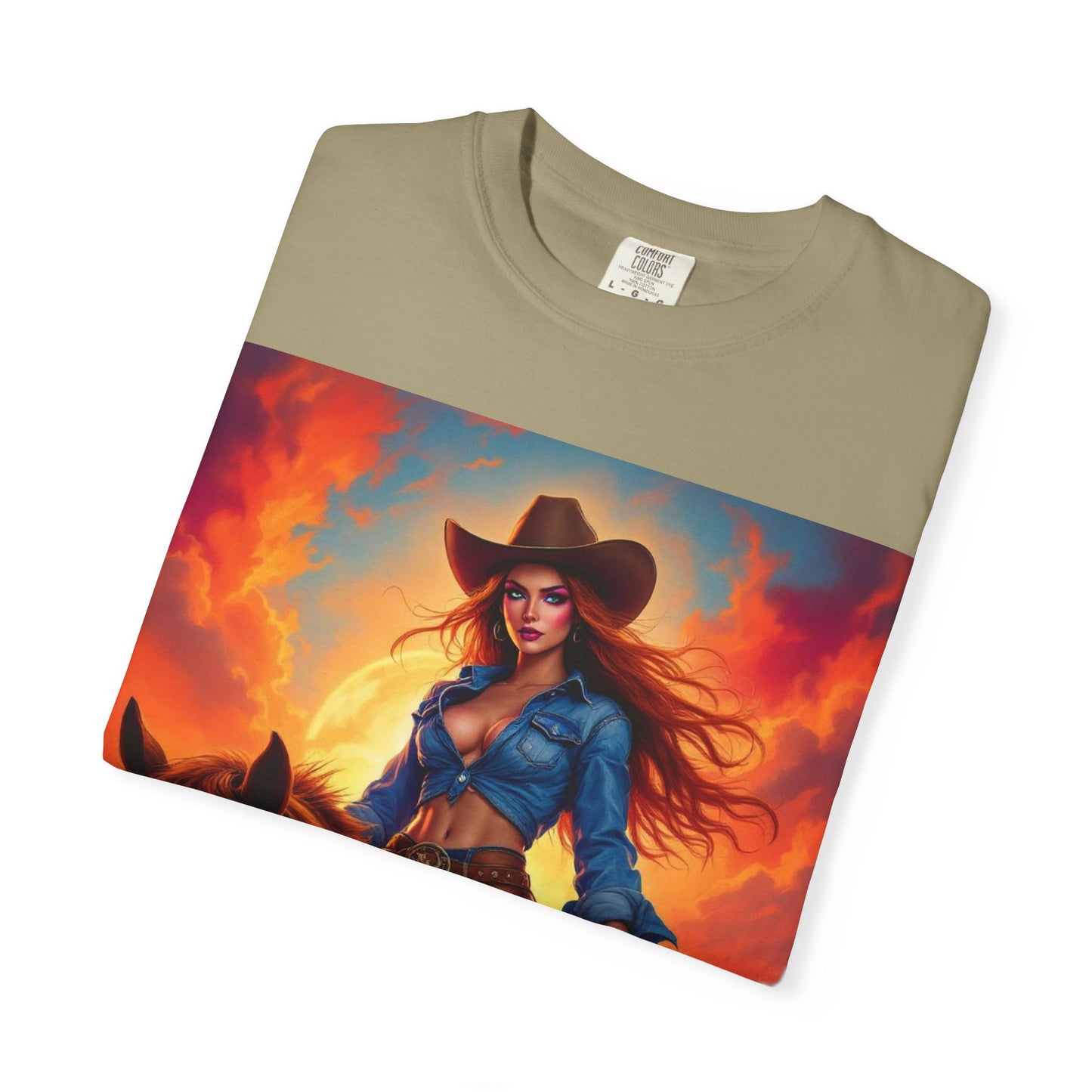 Cowgirl on Horseback T-Shirt — Western Sunset Graphic Tee