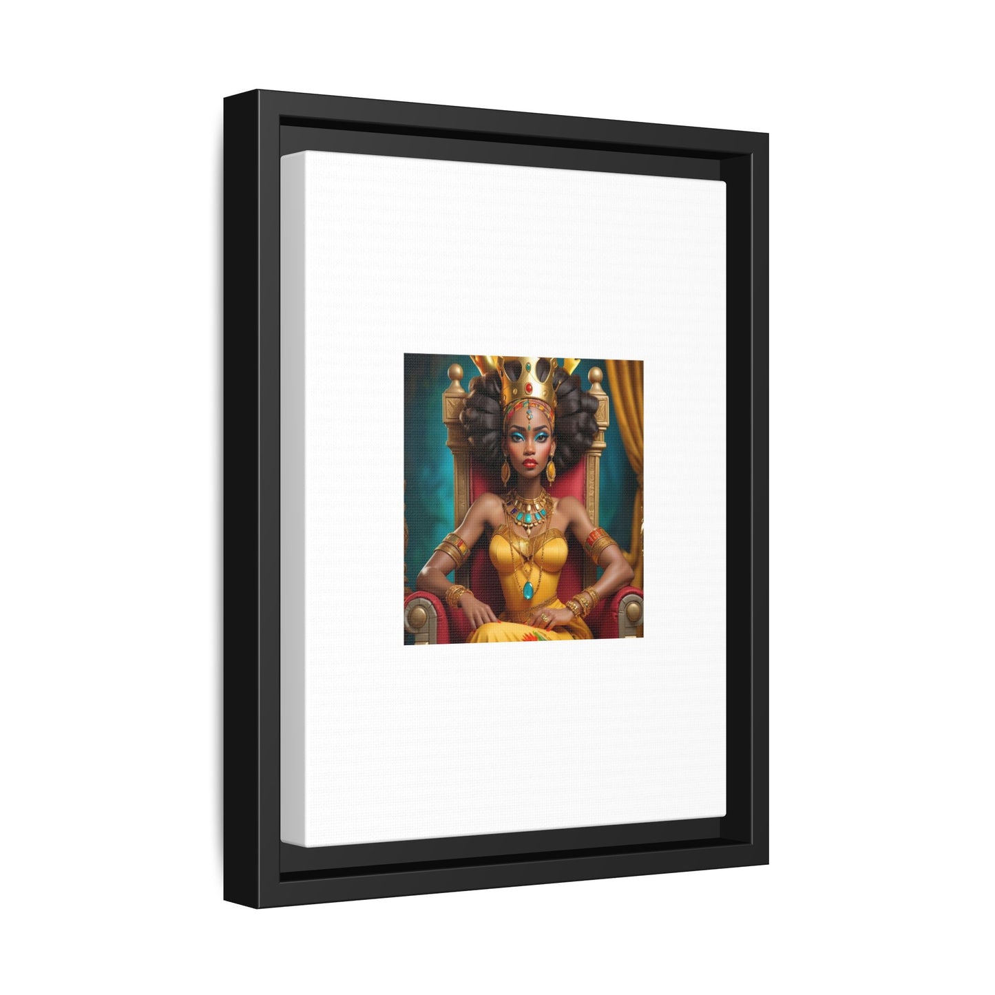 Framed Matte Canvas Art — Regal African Queen Portrait