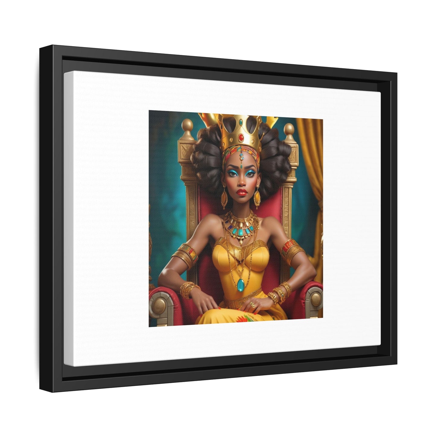 Framed Matte Canvas Art — Regal African Queen Portrait