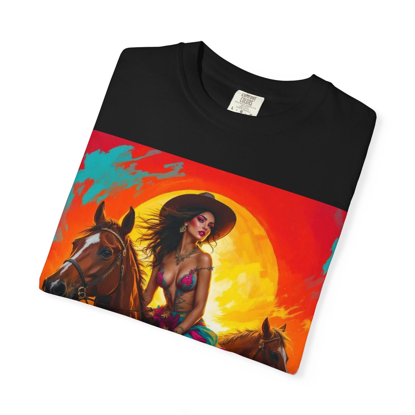 Cowgirl Sunset T-Shirt — Vibrant Western Horse Art Tee