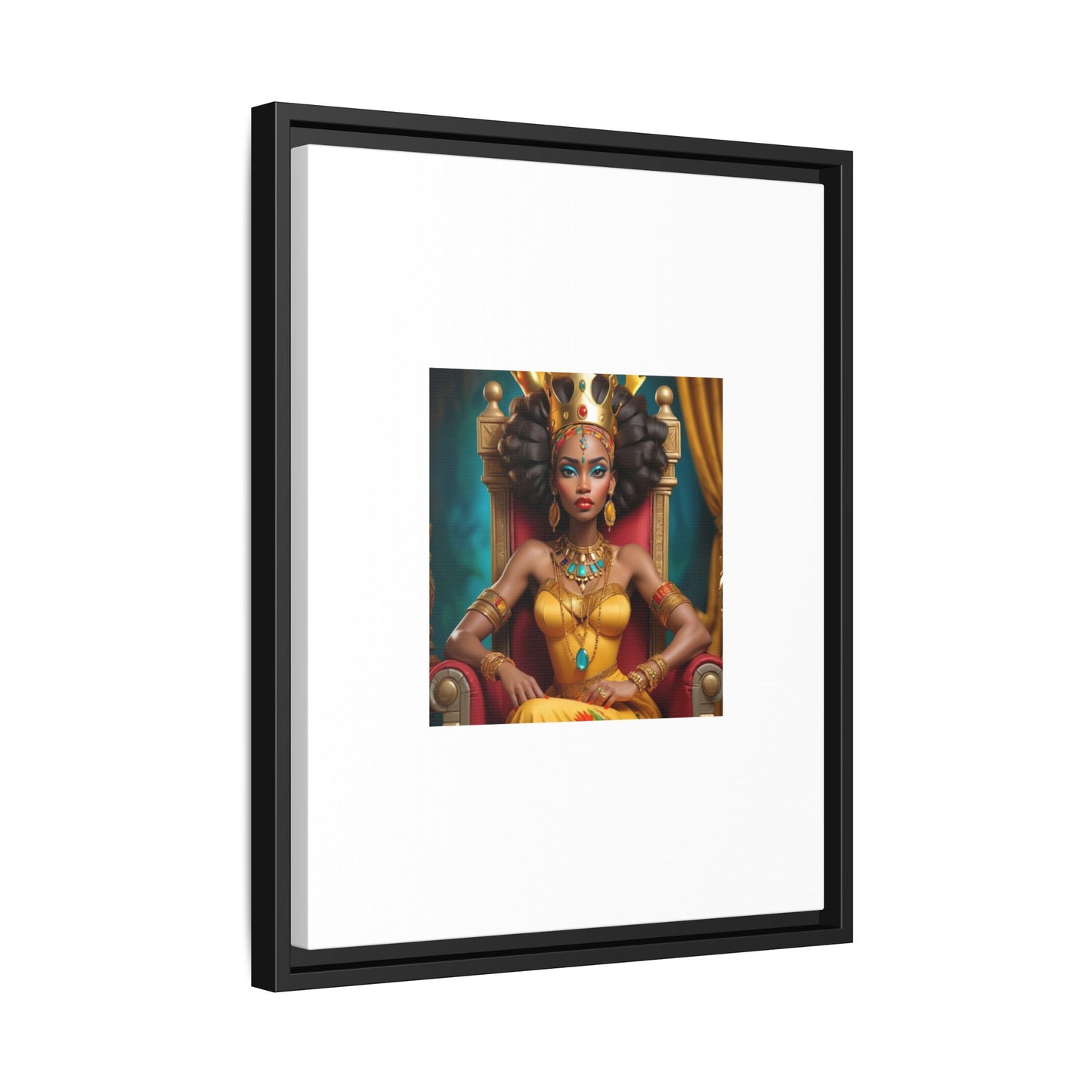 Framed Matte Canvas Art — Regal African Queen Portrait