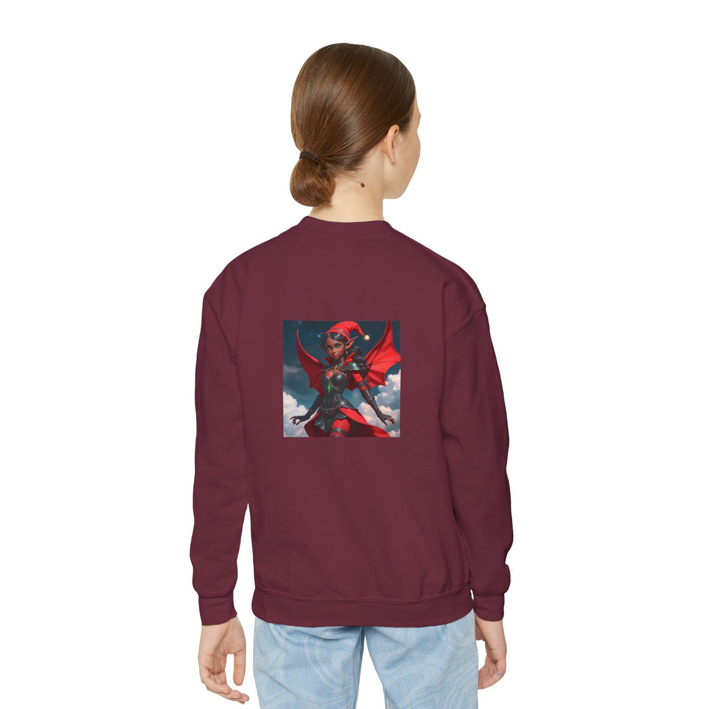 Holiday D Priness Youth Crewneck Sweatshirt  Cute Fantasy Gift, Cozy Winter Wear, Unique Holiday Apparel, Fun Christmas