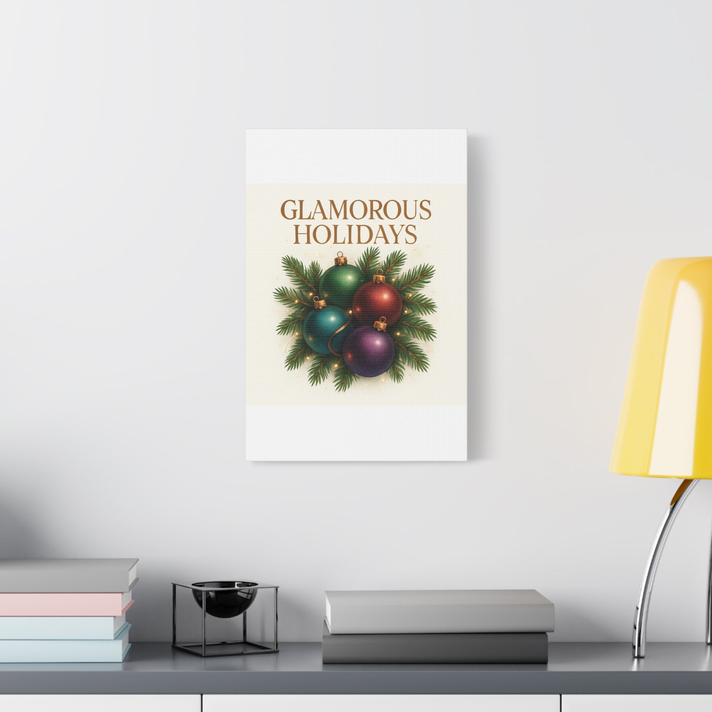 Glamorous Holidays Christmas Ornament Canvas Wall Art