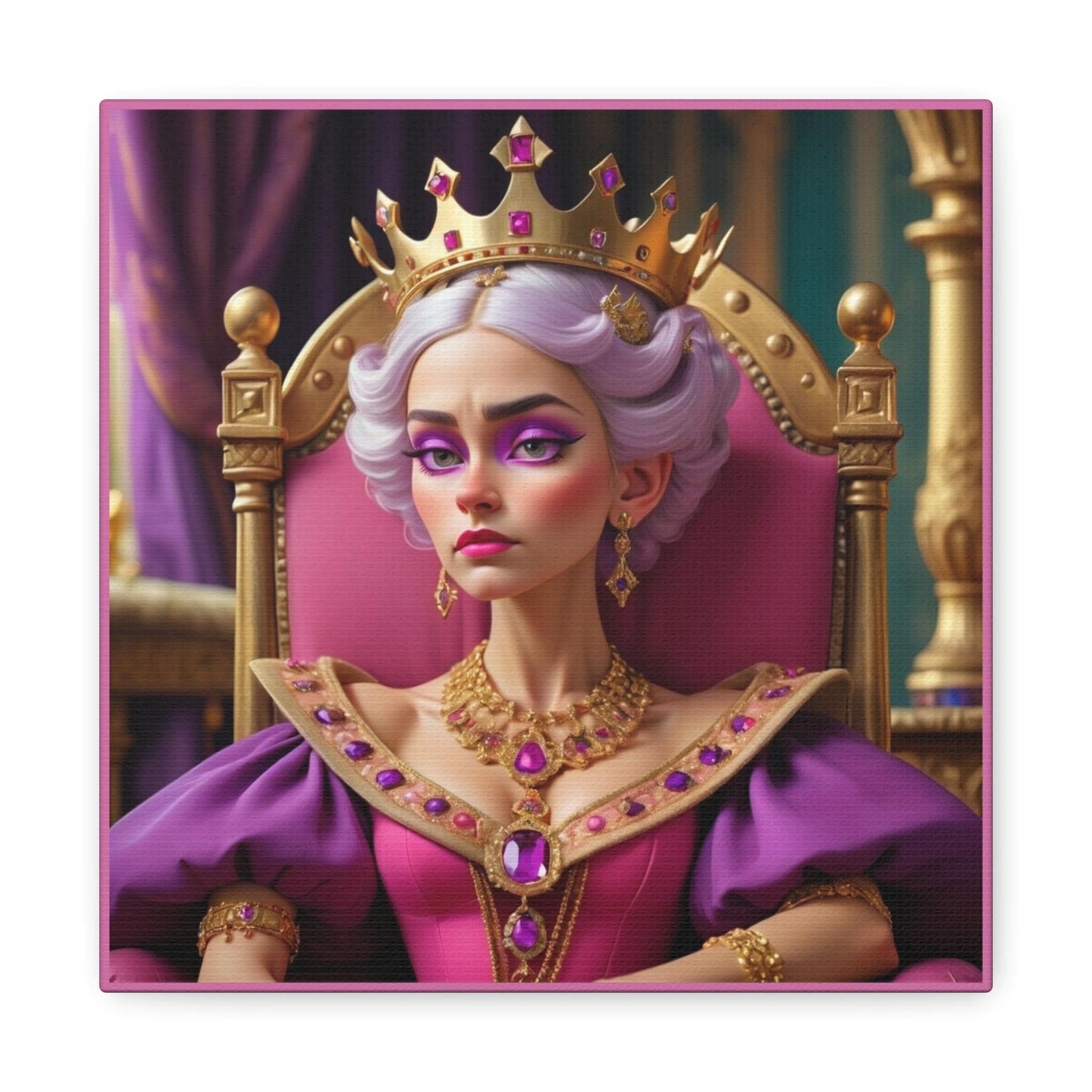 Regal Art Canvas Print, Wall Decor, Queen Portrait, Glamorous Home Accent, Unique Gift for Her, Bohemian Room Decoration