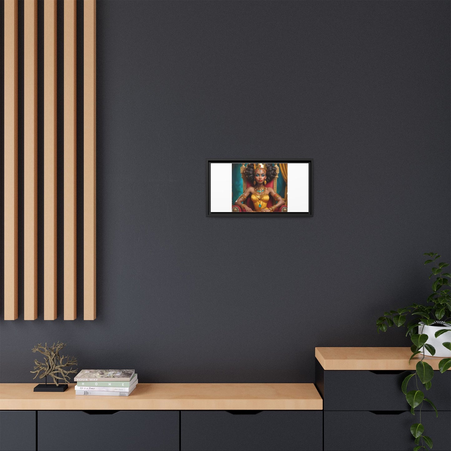 Framed Matte Canvas Art — Regal African Queen Portrait