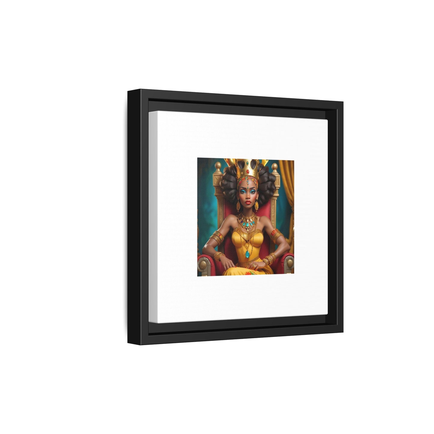 Framed Matte Canvas Art — Regal African Queen Portrait