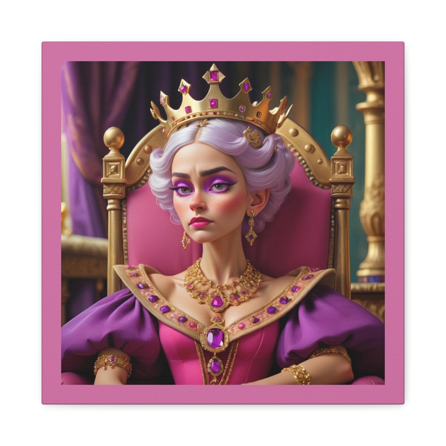 Regal Art Canvas Print, Wall Decor, Queen Portrait, Glamorous Home Accent, Unique Gift for Her, Bohemian Room Decoration