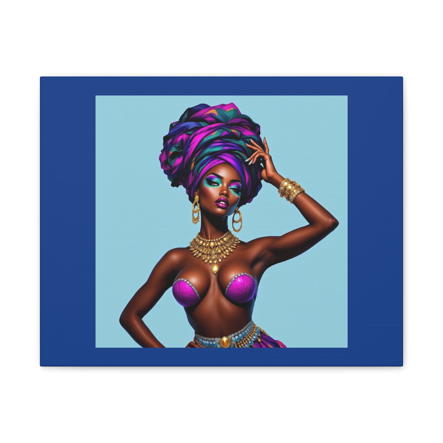 Afro Goddess Canvas Print — Vibrant Headwrap Wall Art