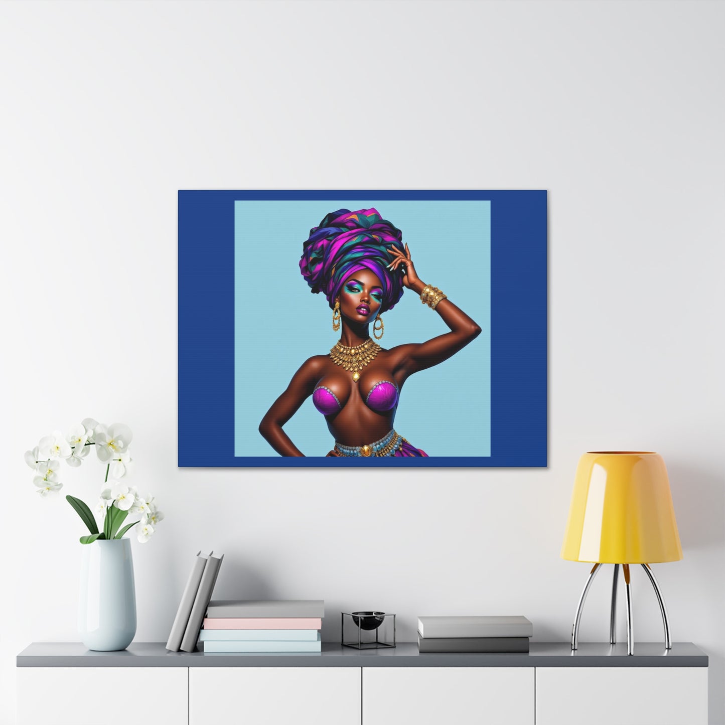 Afro Goddess Canvas Print — Vibrant Headwrap Wall Art