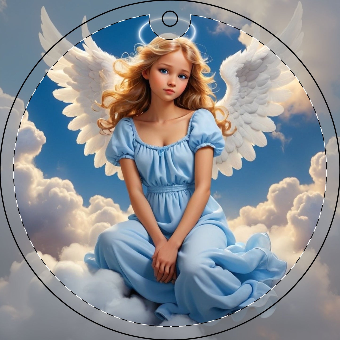 Angel In Clouds Crystal Glass Ornament – Engraved Guardian Angel Holiday Decoration