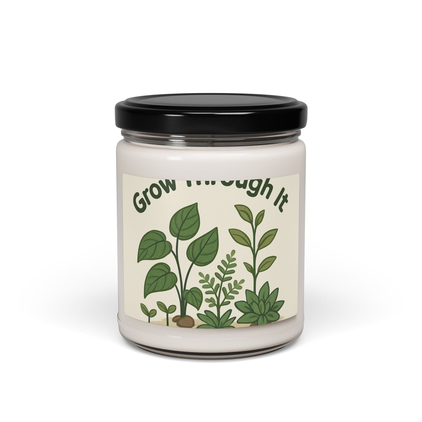 Grow Through It Soy Candle — 9oz Scented Jar (Botanical, Self-Care Gift)