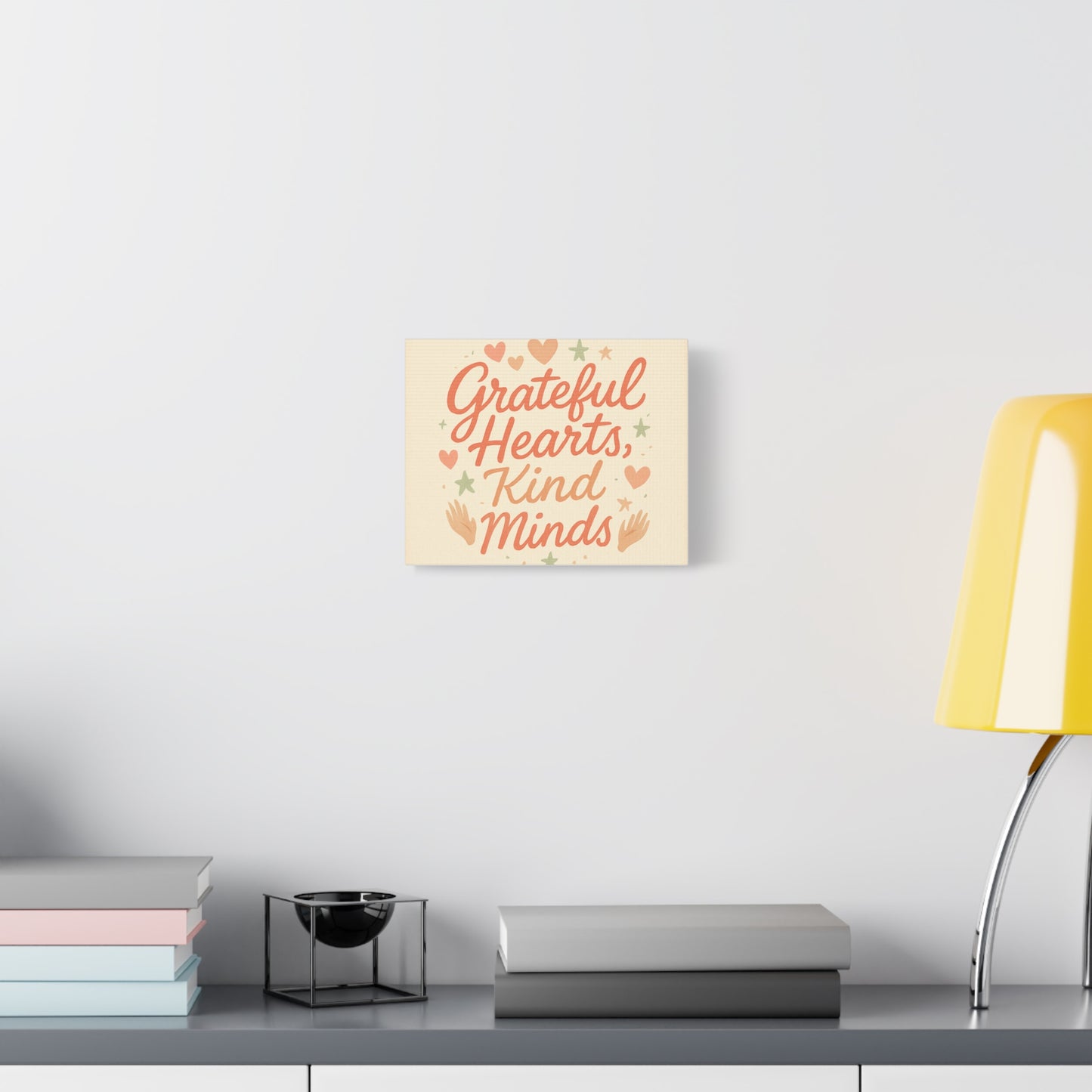 Grateful Hearts Kind Minds Canvas Wall Art — Inspirational Quote Matte Canvas