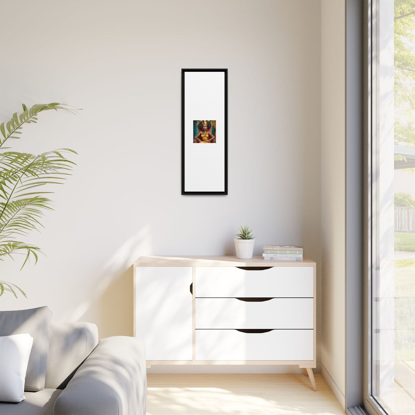 Framed Matte Canvas Art — Regal African Queen Portrait