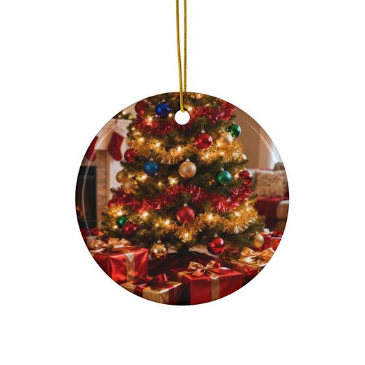 Christmas Tree Ceramic Ornament — Round Holiday Photo Keepsake