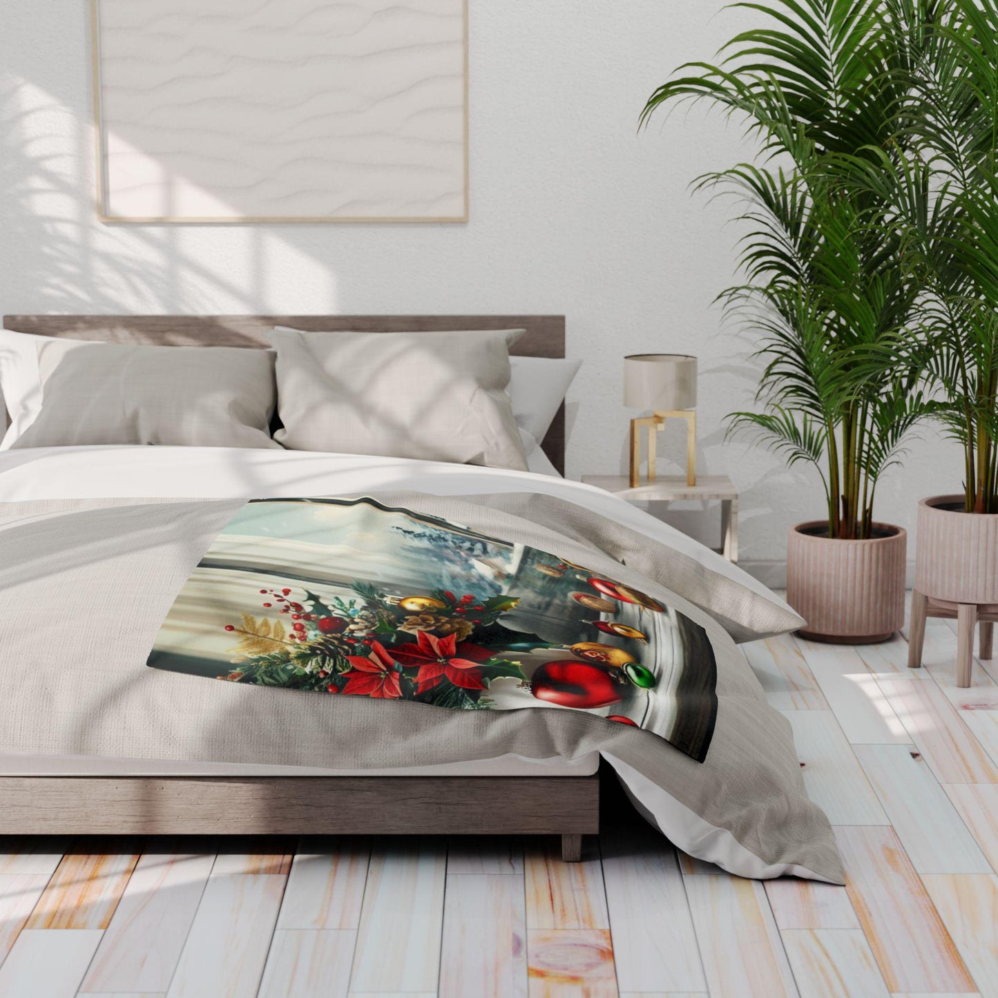 Cozy Holiday Fleece Blanket, Festive Throw, Winter Decor, Christmas Gift, Soft Bedding, Seasonal Home Accessory