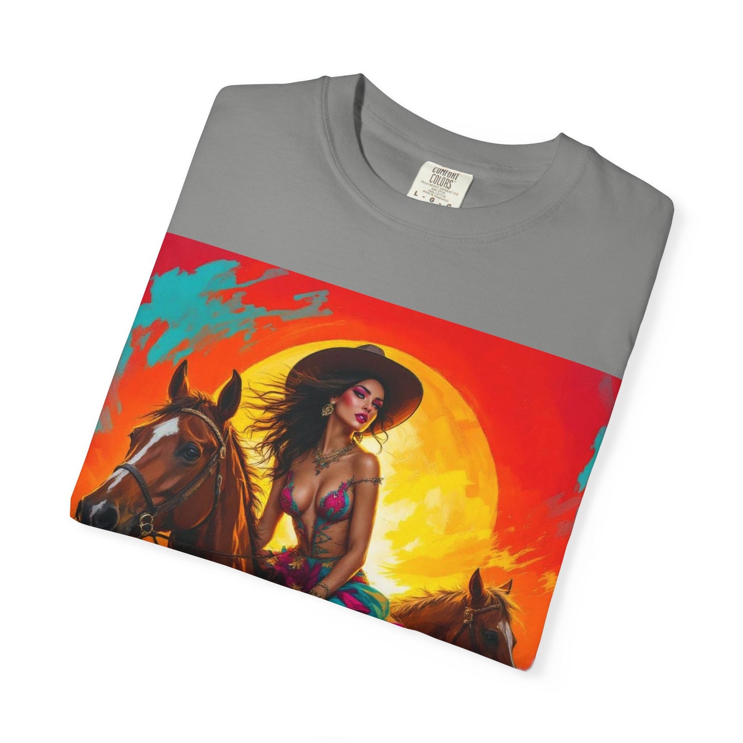 Cowgirl Sunset T-Shirt — Vibrant Western Horse Art Tee