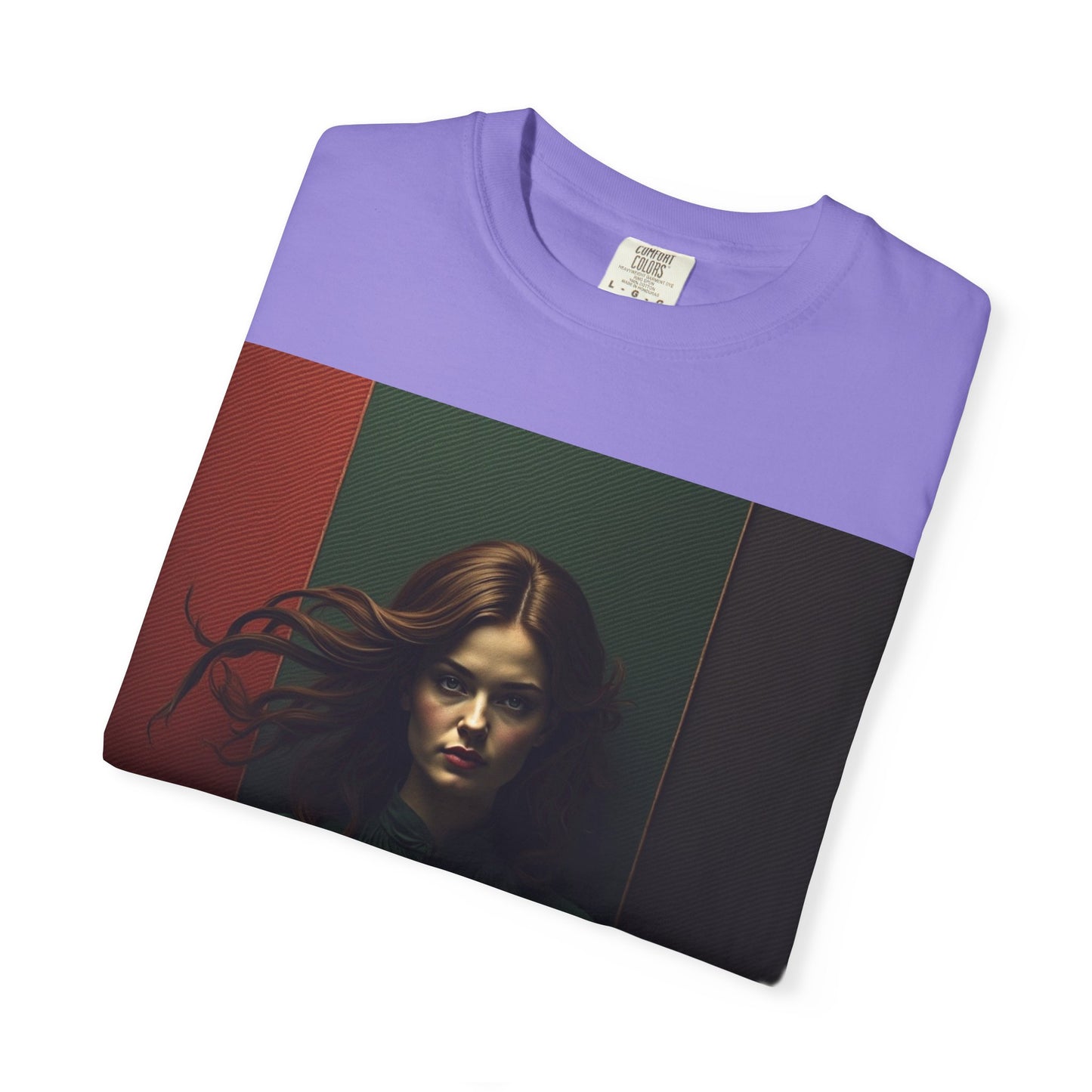 Portrait Photo Tee — Moody Green Woman Graphic T-Shirt