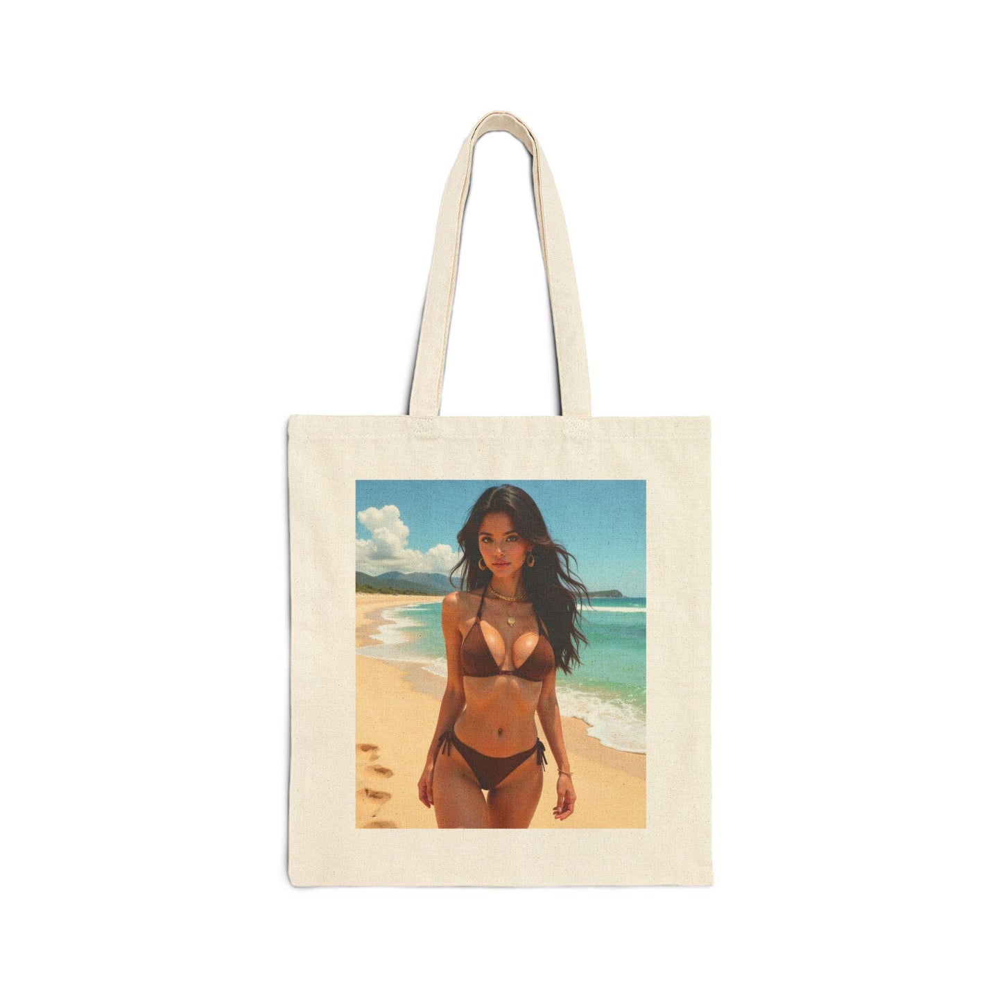 Stylish Cotton Canvas Tote Bag - Beach, Boho, Fashionable, Eco-Friendly, Summer Vibes