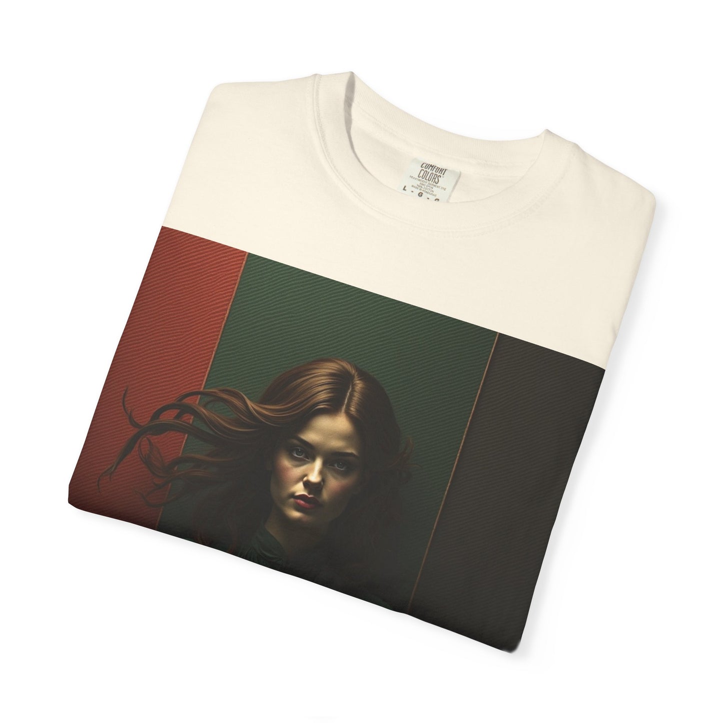 Portrait Photo Tee — Moody Green Woman Graphic T-Shirt