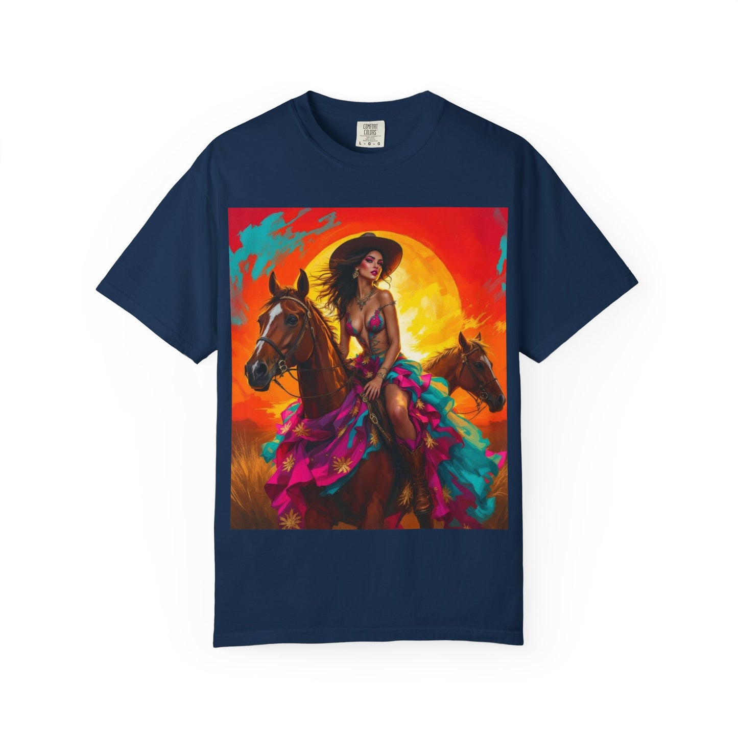 Cowgirl Sunset T-Shirt — Vibrant Western Horse Art Tee