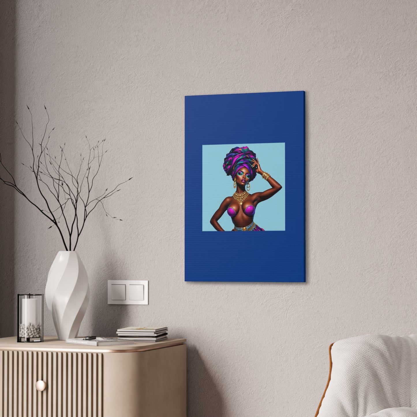 Afro Goddess Canvas Print — Vibrant Headwrap Wall Art