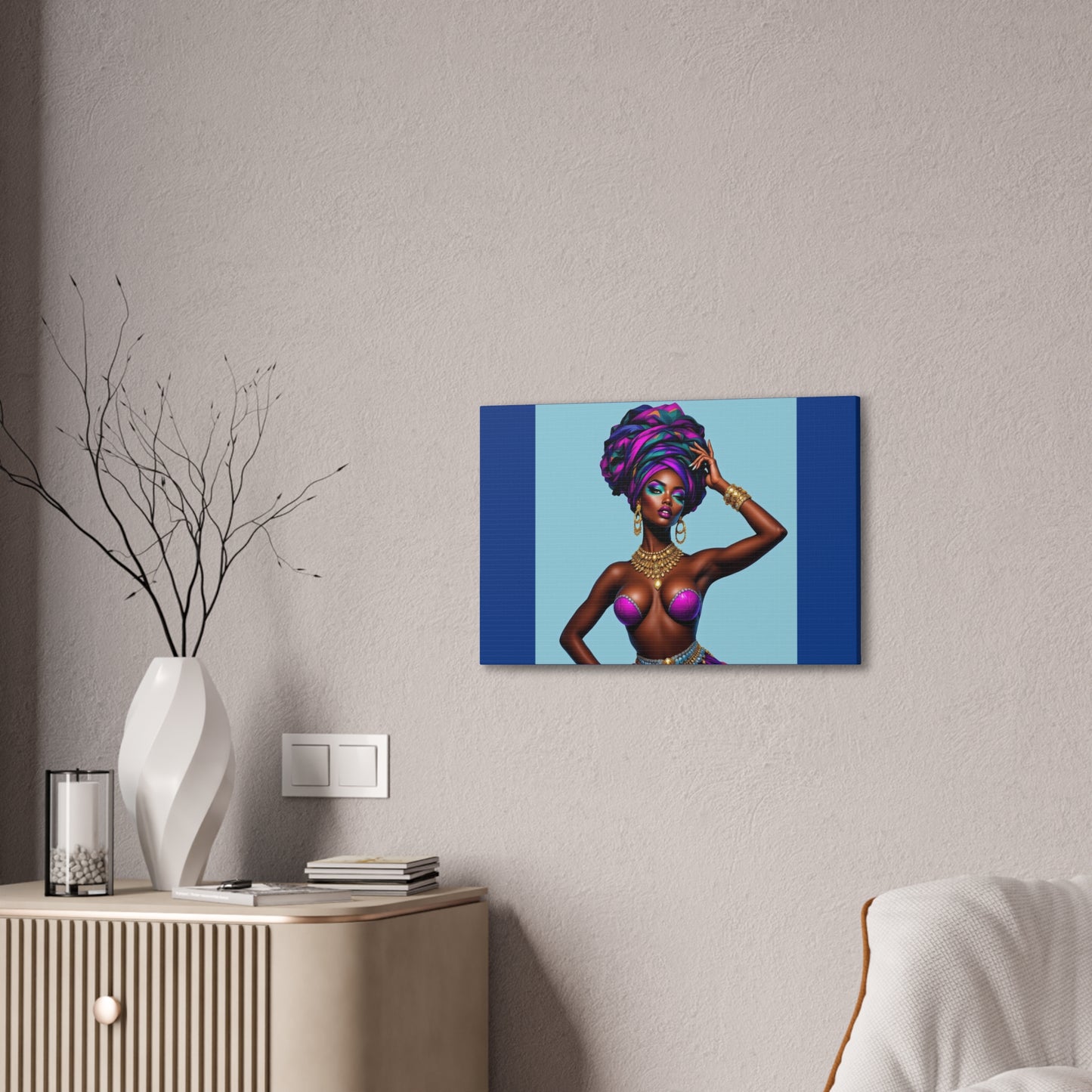 Afro Goddess Canvas Print — Vibrant Headwrap Wall Art