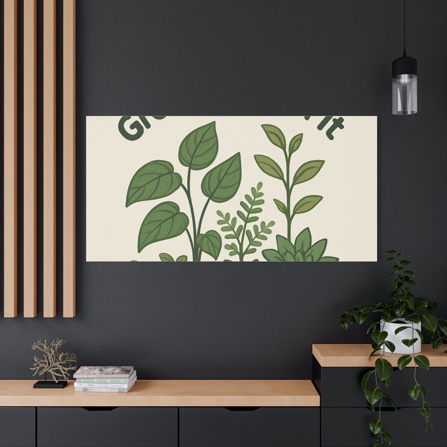 Grow Through It Canvas Wall Art — Botanical Inspirational Quote Matte Print