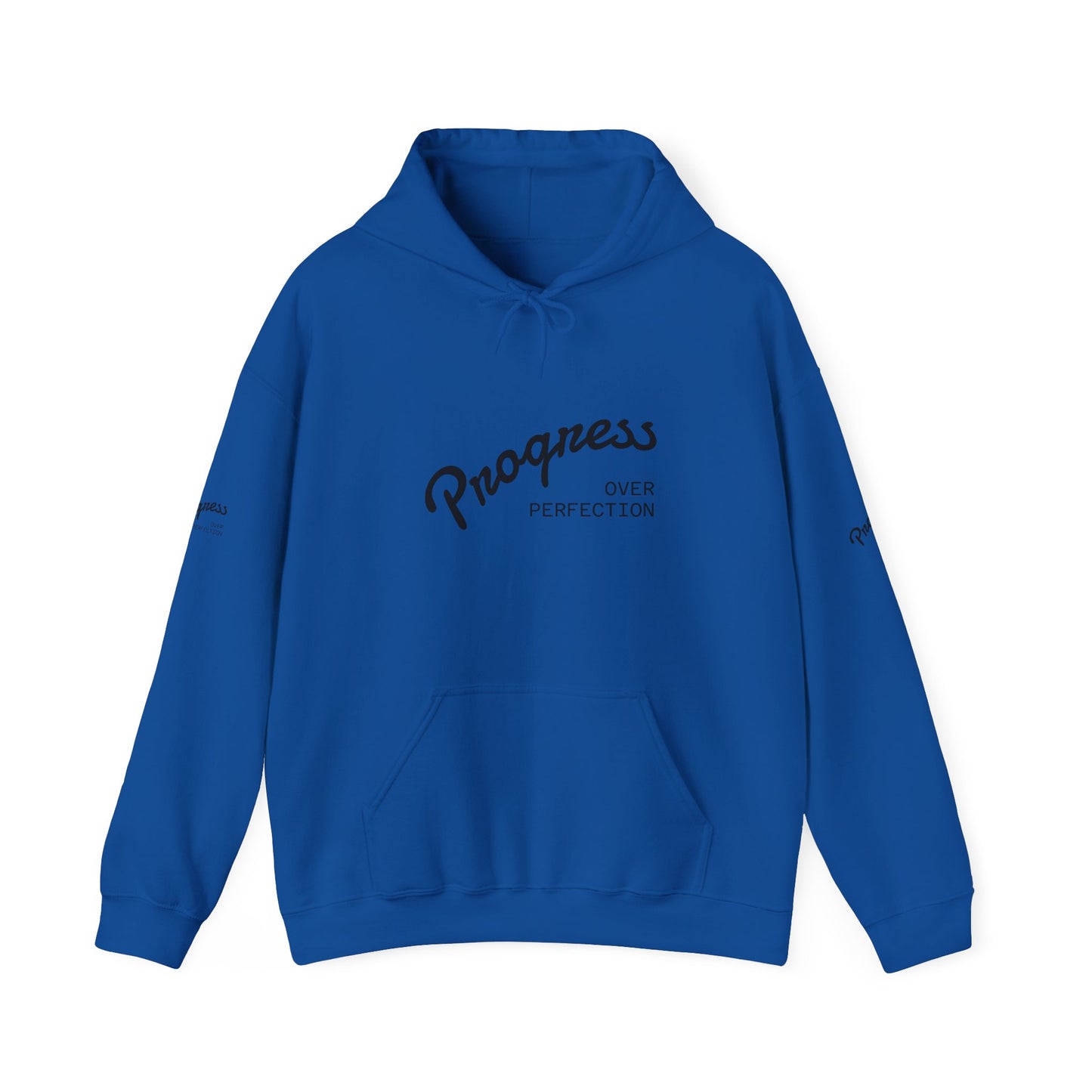 Progress Over Perfection Hoodie — Inspirational Minimalist White Pullover