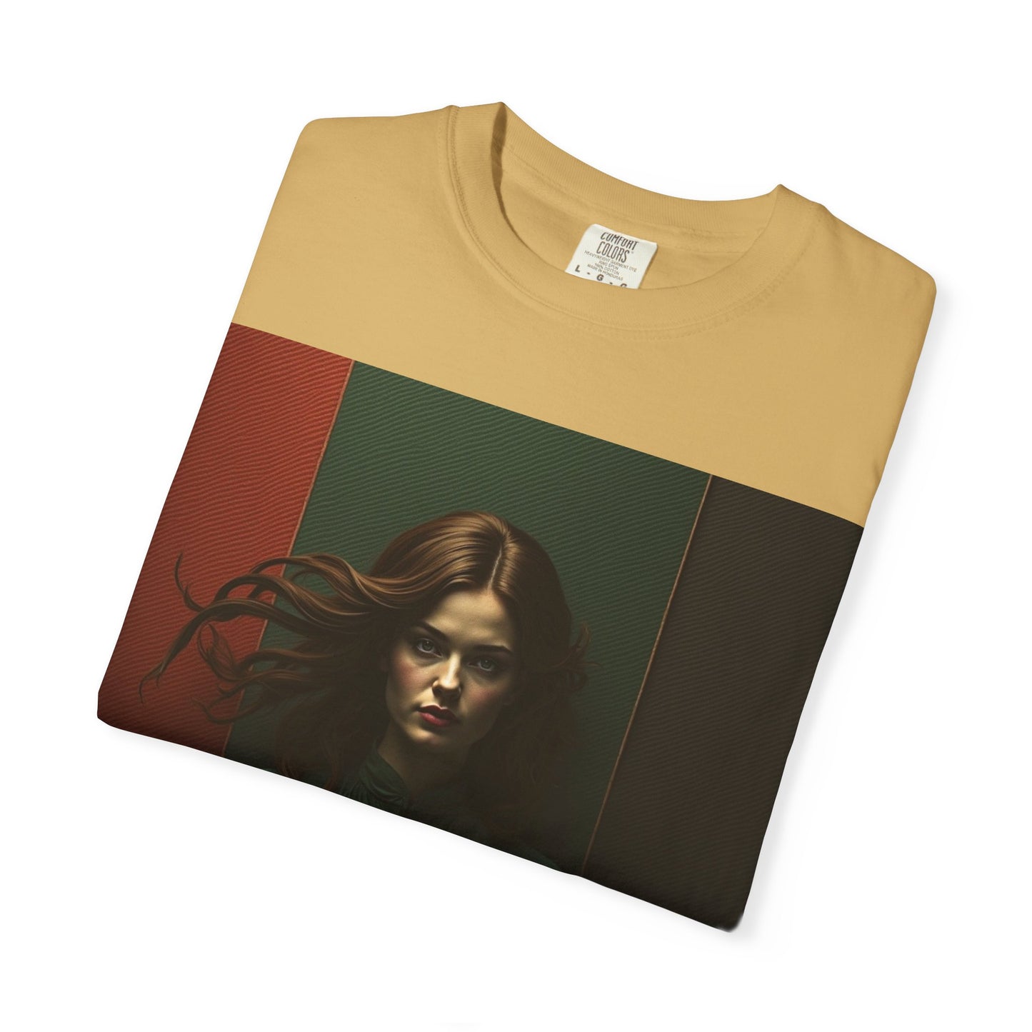 Portrait Photo Tee — Moody Green Woman Graphic T-Shirt